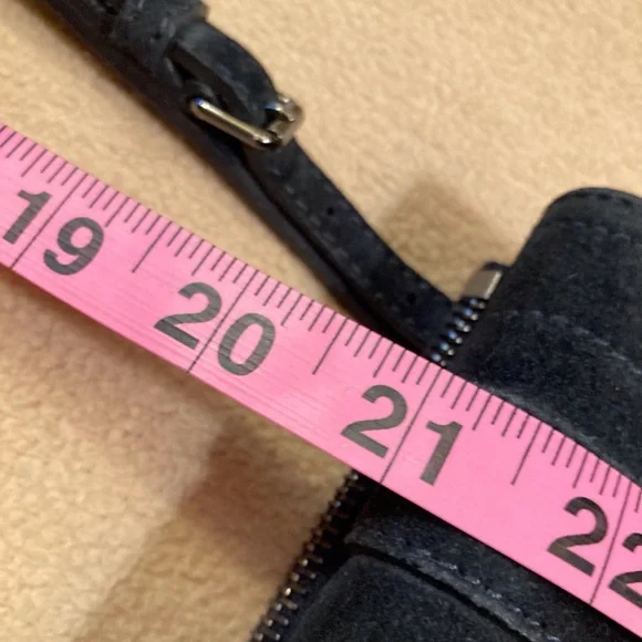 Proenza Schouler navy blue suede shoulder bag,double buckle strap/snap closure - Picture 11 of 14